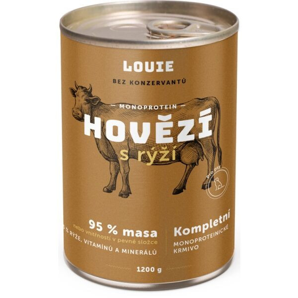 LOUIE Hovězí s rýží 1200g Psí konzerva, hnědá, velikost