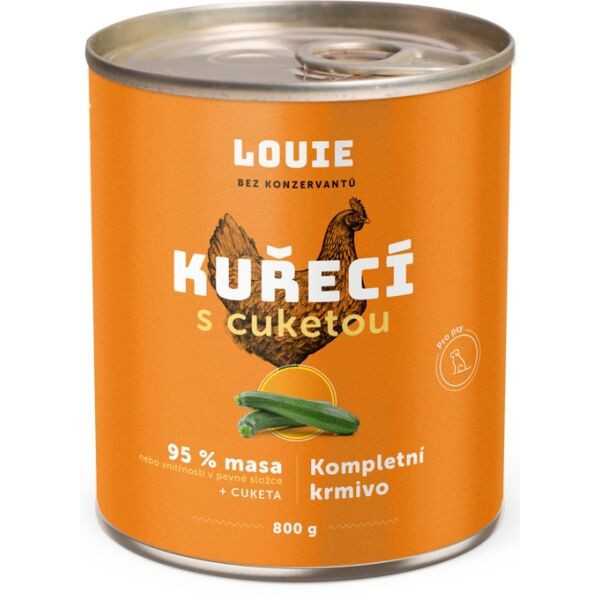 LOUIE Kuřecí s cuketou 800 g Psí konzerva, oranžová, velikost