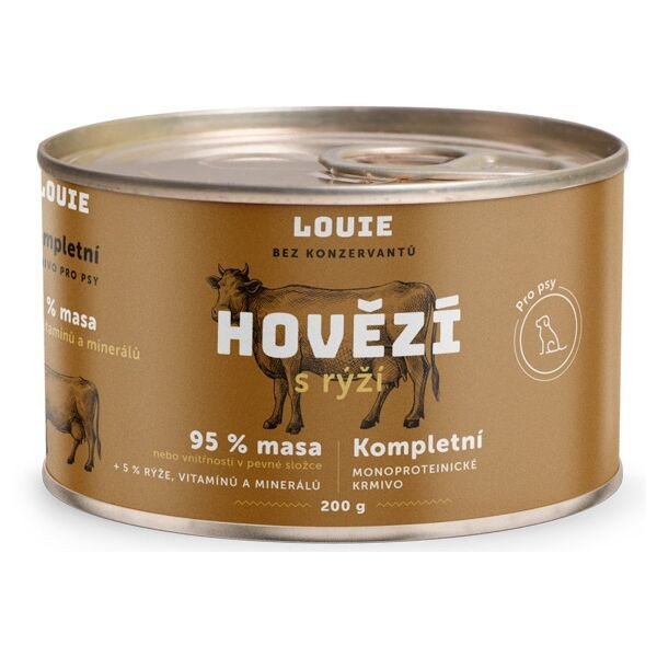 LOUIE Hovězí s rýží 200g Psí konzerva, mix, velikost