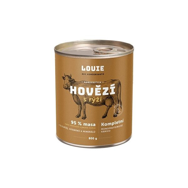 LOUIE Hovězí s rýží 800g Psí konzerva, hnědá, velikost