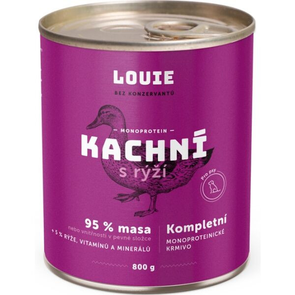 LOUIE Kachní s rýží 800g Psí konzerva, fialová, velikost