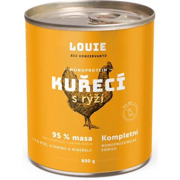 LOUIE Kuřecí s rýží 800g Psí konzerva, žlutá, velikost