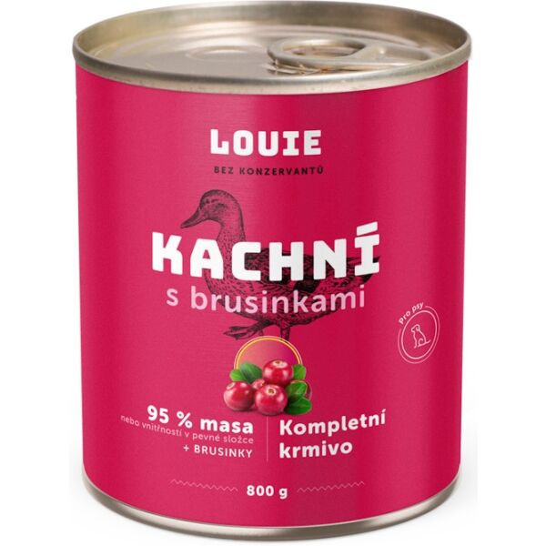 LOUIE Kachní s brusinkami 800 g Psí konzerva, růžová, velikost