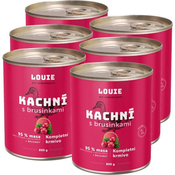 LOUIE Balení 6 ks - Kachní s brusinkami 800 g Psí konzerva, růžová, velikost