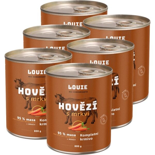 LOUIE Balení 6 ks - Hovězí s mrkví 800 g Psí konzerva, hnědá, velikost