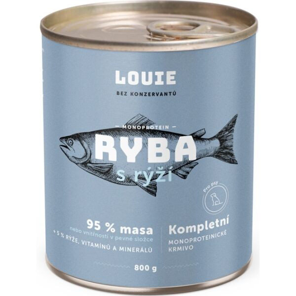 LOUIE Rybí s rýží 800g Psí konzerva, modrá, velikost