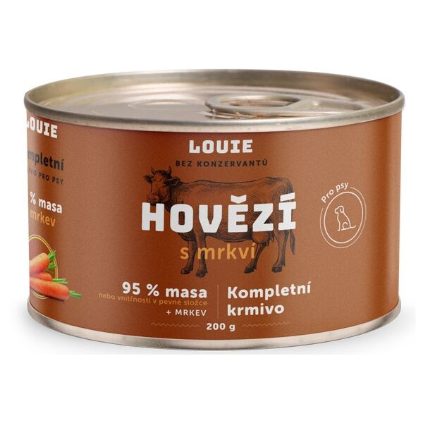 LOUIE Hovězí s mrkví 200 g Psí konzerva, hnědá, velikost