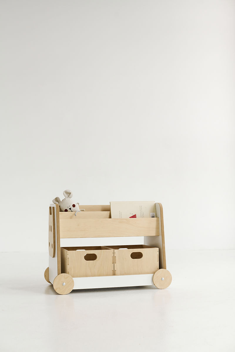 Ourbaby Wooden shelf on wheels přírodní