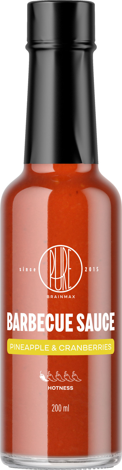 BrainMax Pure Barbecue sauce, Pineapple & Cranberries (barbecue omáčka, ananas a brusinky), 200 ml