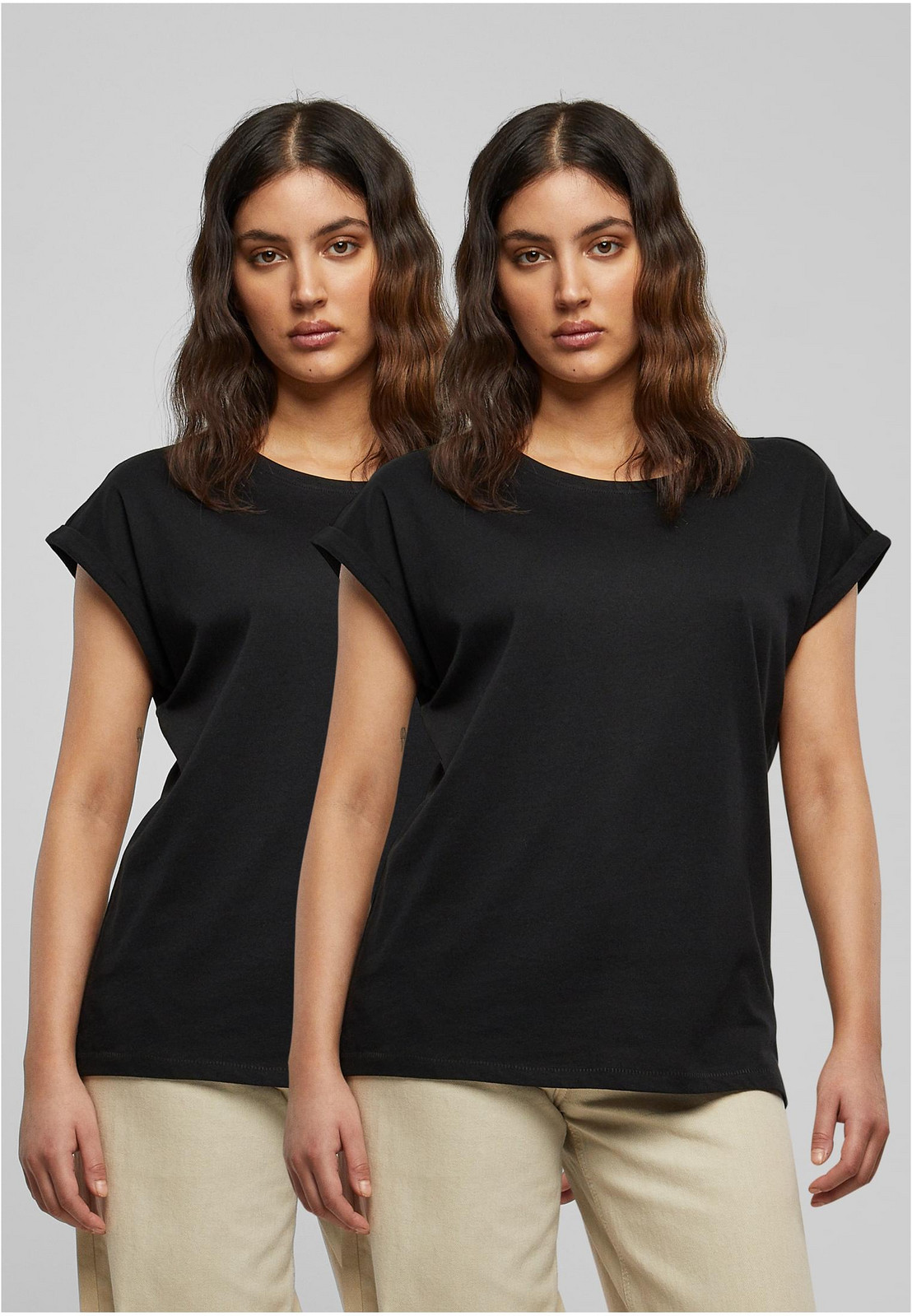 Pre-Pack Ladies Extended Shoulder Tee 2-Pack - black XXL