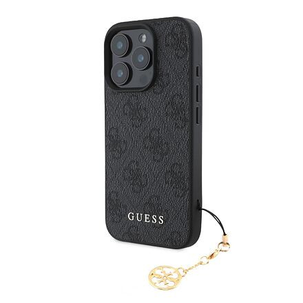Guess 4G Charm Zadní Kryt pro iPhone 16 Pro Max Tone on Tone Grey GUHCP16XGF4GCK