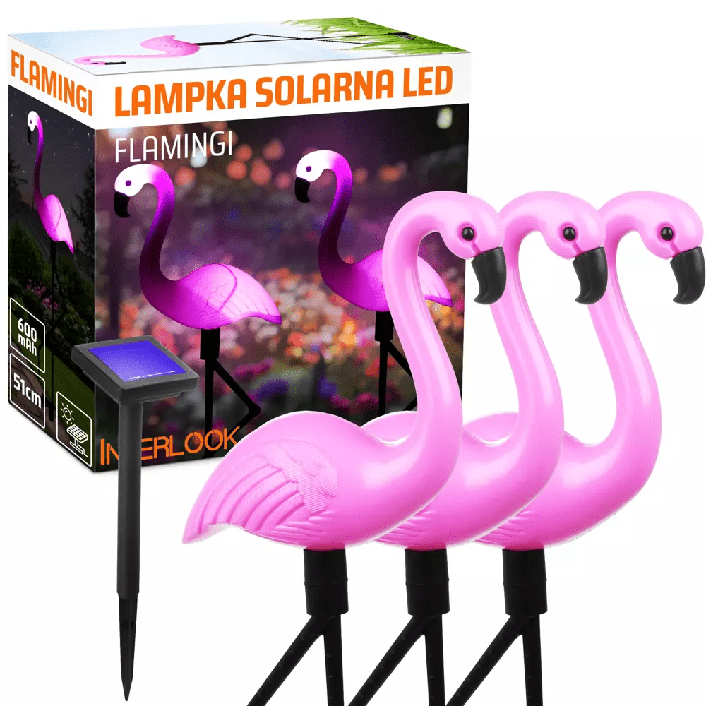 Interlook BRD-3IN1 | LED solární zahradní lampa Flamingos 3ks | 51 cm, 600 mAh 4450