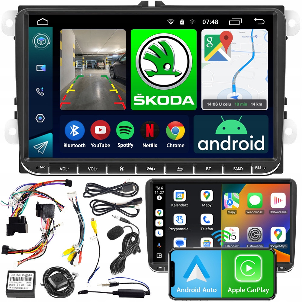 Rádio Navigace Ncs RS-405 Android Skoda Superb II 2 2008 2015 Bluetooth