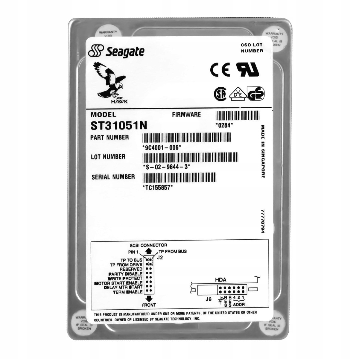seagate> Hawk 2XL 1.06GB 5.4K Scsi 3.5'' ST31051N