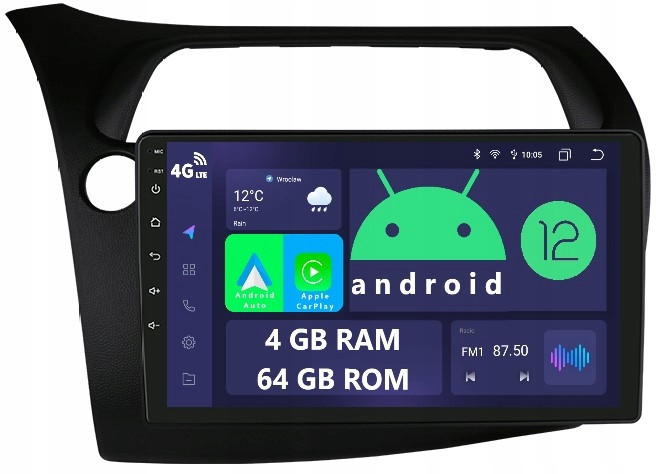 Navigace 2DIN Rádio Android Honda 8 VIII Ufo 4/64 Gb Dsp Carplay Lte