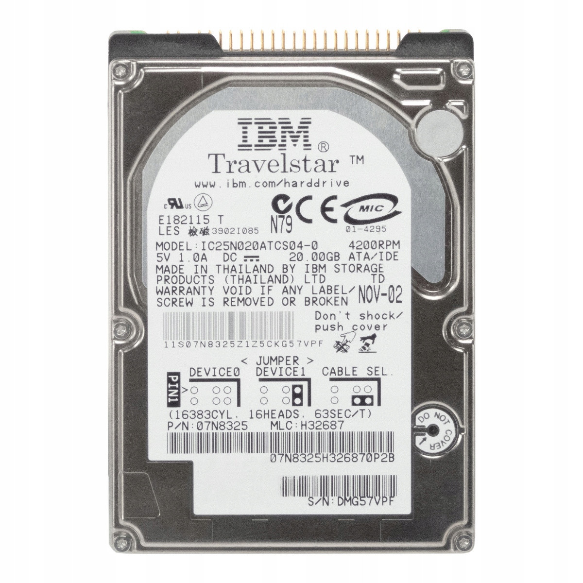 Ibm TravelStar 40GN 07N8325 20GB 4,2K 2MB Ata 2,5'' IC25N020ATCS04-0