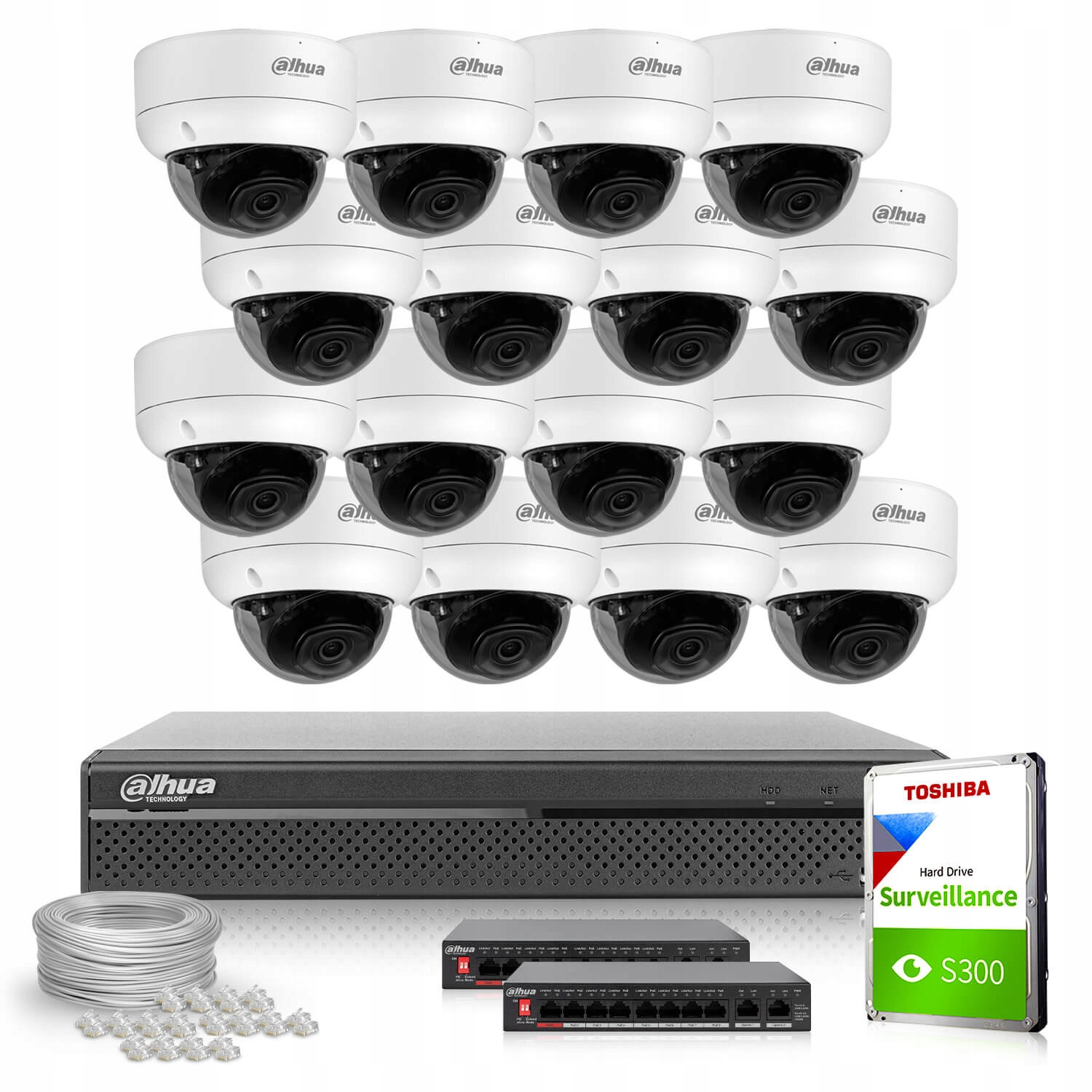 Monitorovací sada 16x IPC-HDBW3842E-AS-0280B, 1x NVR2108HS-4KS3 Dahua