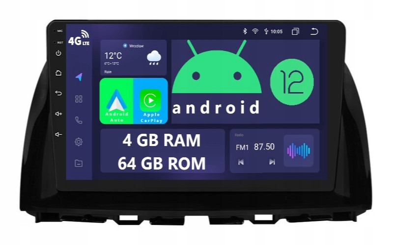 Navigace Rádio 2DIN Android Mazda CX5 1 A 4/64 Gb Dsp Carplay Lte