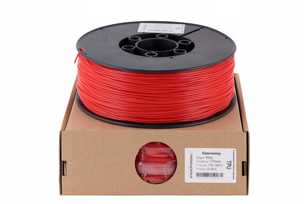 Filament PlastSpaw Tpu Červená Flex Red 0,9kg 1,75mm Gumový filament