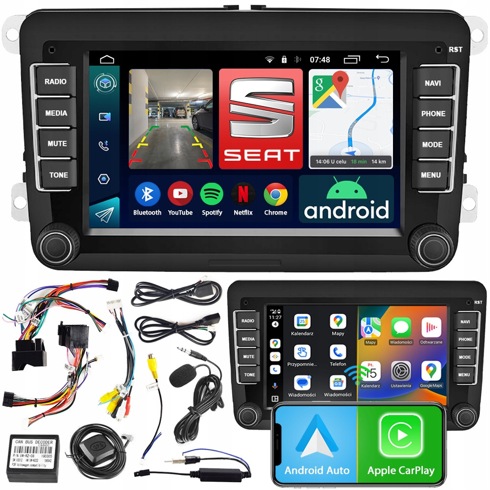 Rádio Navigace Ncs RS-404 Android Vw Caravelle T6 2015 2019 Bluetooth