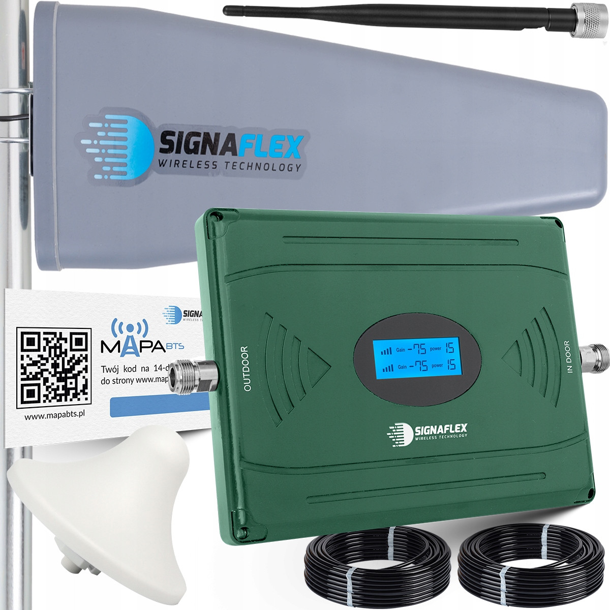 Set Zesilovač Signálu Gsm Telefonu Internetu Hspa 4G Lte Antény 10m