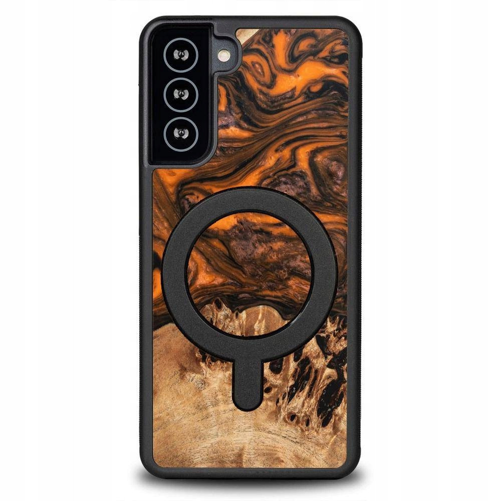 Pouzdro Bewood pro Magsafe Orange Ze Dřeva A Pryskyřice Na Samsung Galaxy S21 Fe