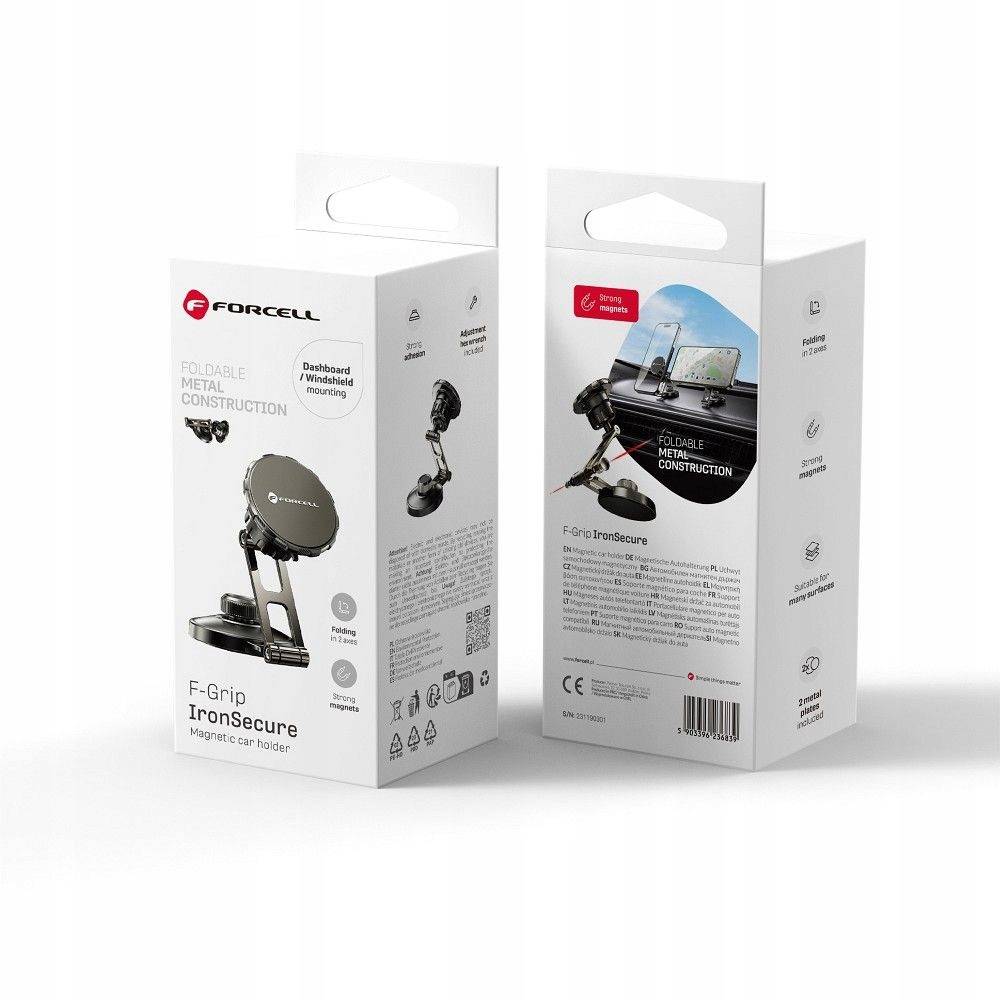 Forcell držák do auta na sklo/desku magnetický černý