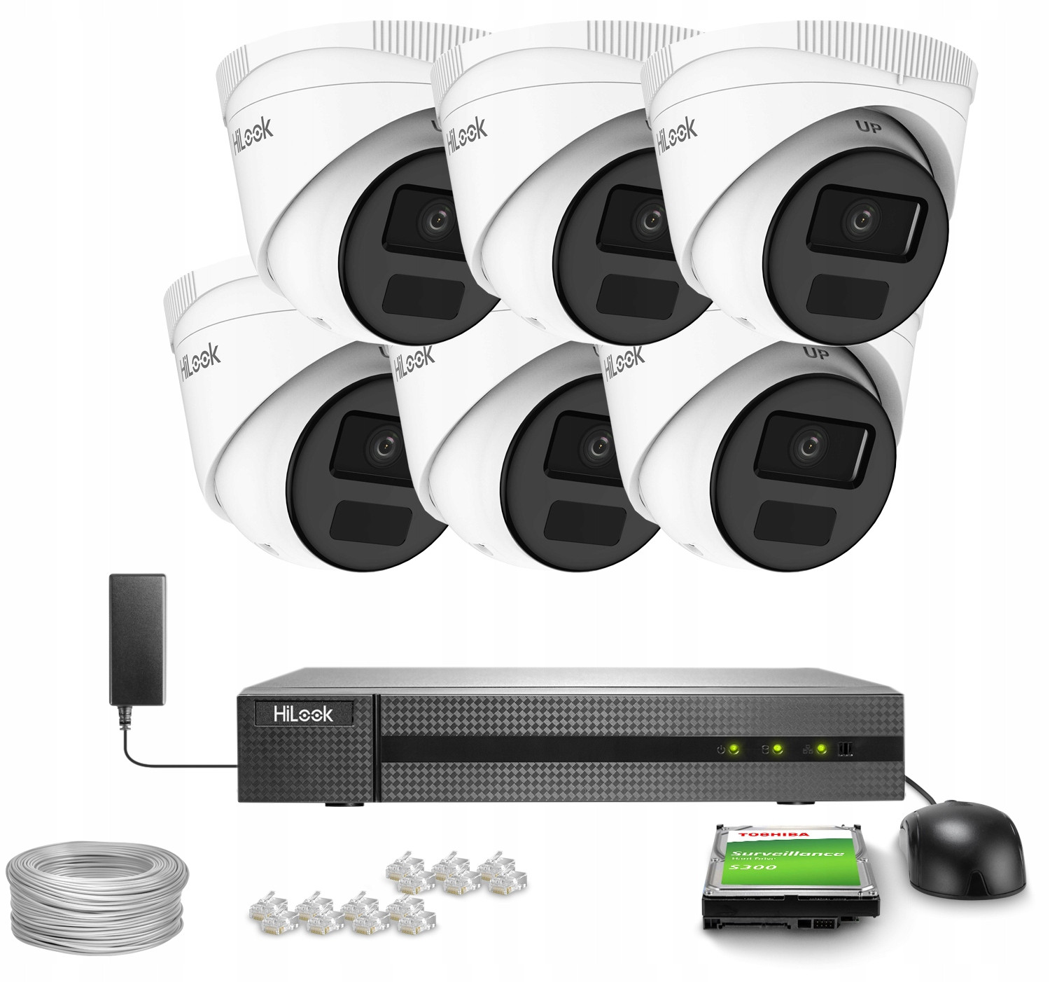 Monitorovací sada 6x IPCAM-T2-P Full Hd, PoE Ir 20m HiLook by Hikvision