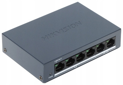 Switch Poe DS-XS0106-P Hikvision 4x Poe 2x Uplink 45W pro Ip Kamery