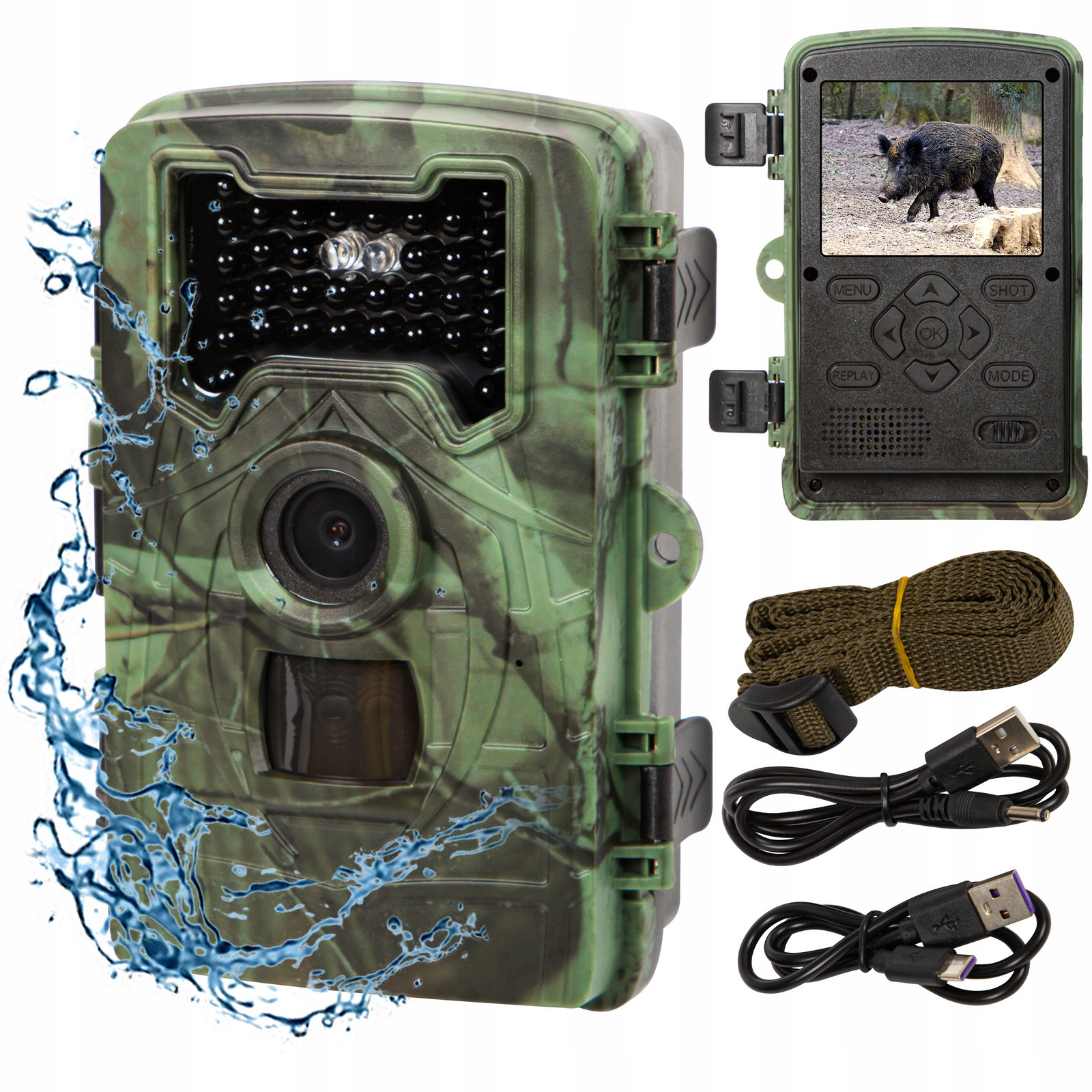 Fotopast 1080p Lesní Kamera Voděodolnost IP66 Lovecká Ir Diody 940NM