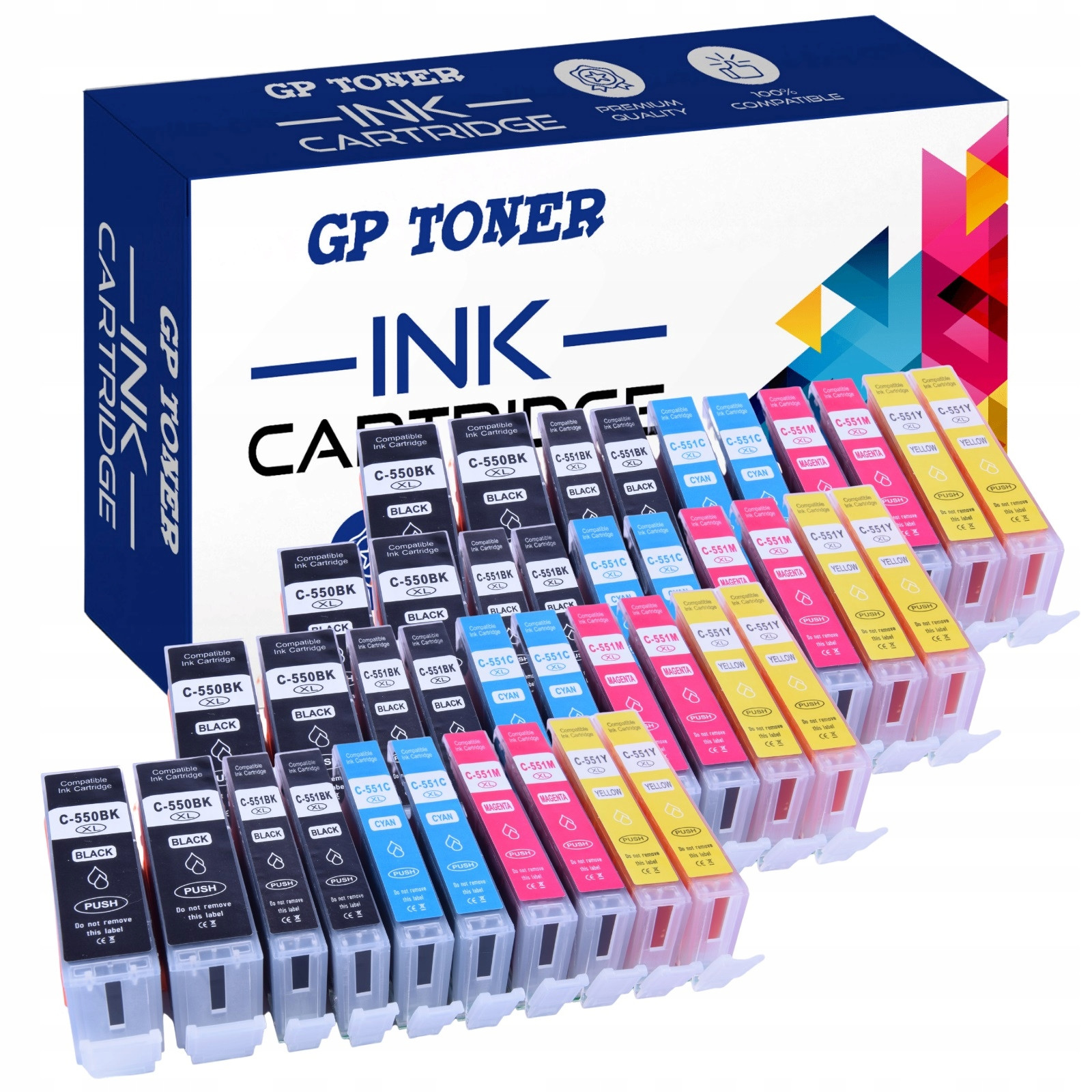 40x Inkoust pro Canon Pixma MG5450 MG5550 MG6450 MX925 IP7250 IP8750 Sada