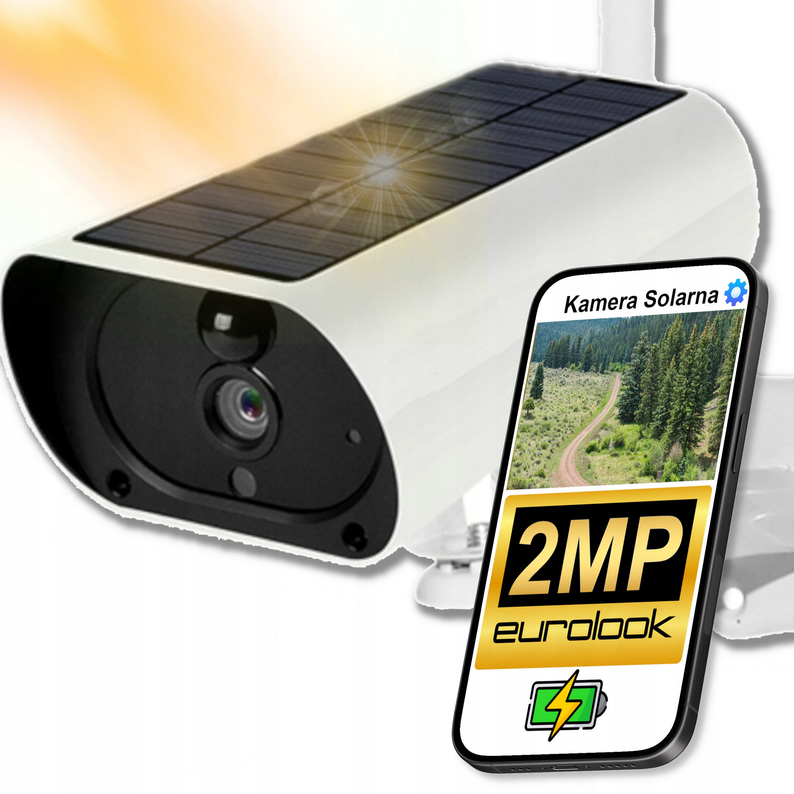 Venkovní Solární Wifi Kamera 2MPX Výkonná Baterie Panel 120° Notifikace