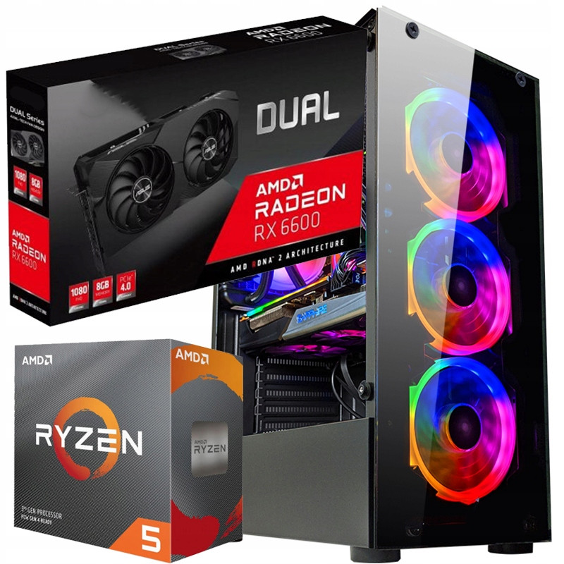 Herní Pc Ryzen 5 3600 32GB Rx 6600 8GB +Wi-Fi +WIN11