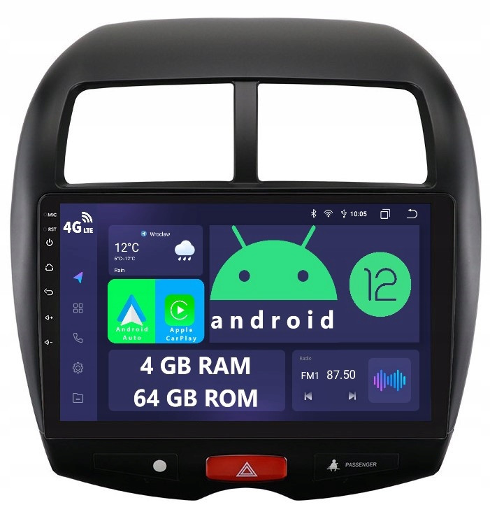 Rádio 2DIN Navigace Android Mitsubishi Asx 1 4/64 Gb Dsp Carplay Lte