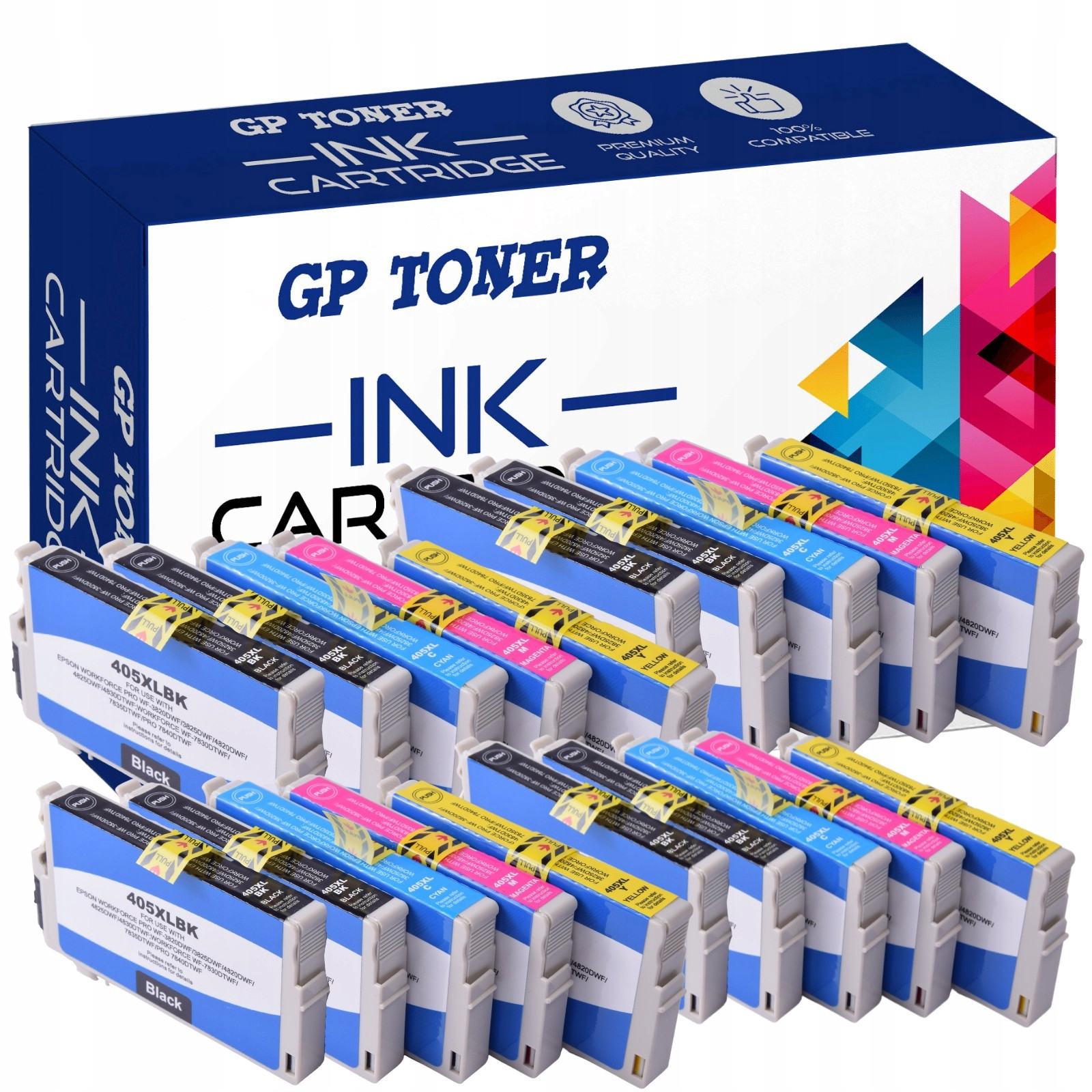 20x Náplně Do Tiskárny Epson Workforce Pro 405XL WF3800 WF4825 WF4830 Set