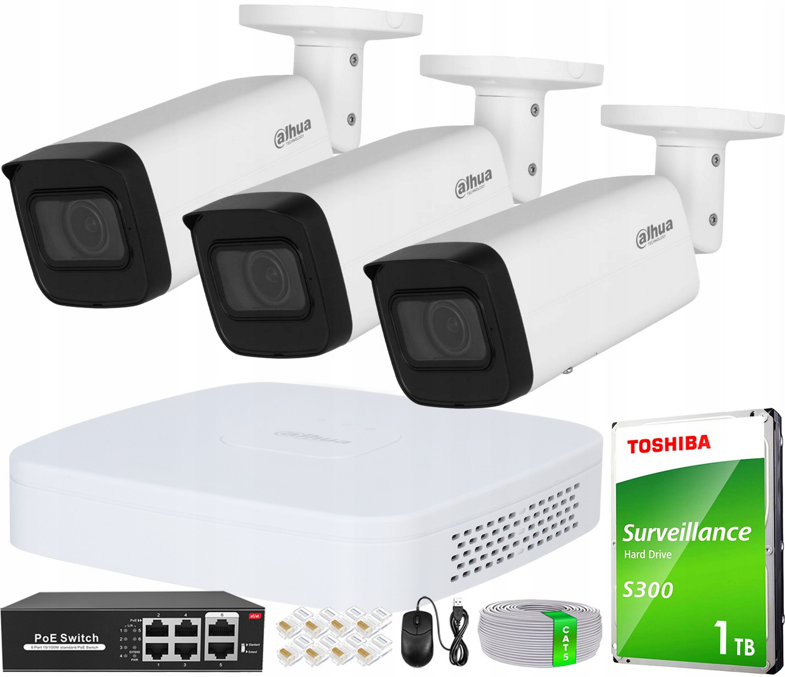 Ip monitoring Rozšiřující sada 3 Kamery 4Mpx Zoom x5 Rekordér 8CH 1TB