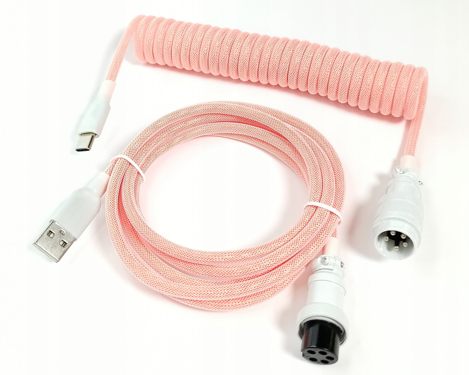 Coiled Cable Ozdobný Dekorativní Lososový Spirálový Kabel pro Klávesnice