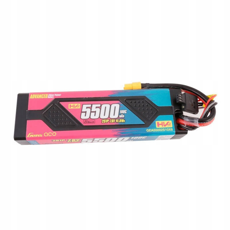 Gens Ace Výkonná Akumulátor Baterie Lipo 5500MAH 7.6V 100C 2S1P Hardcase XT60