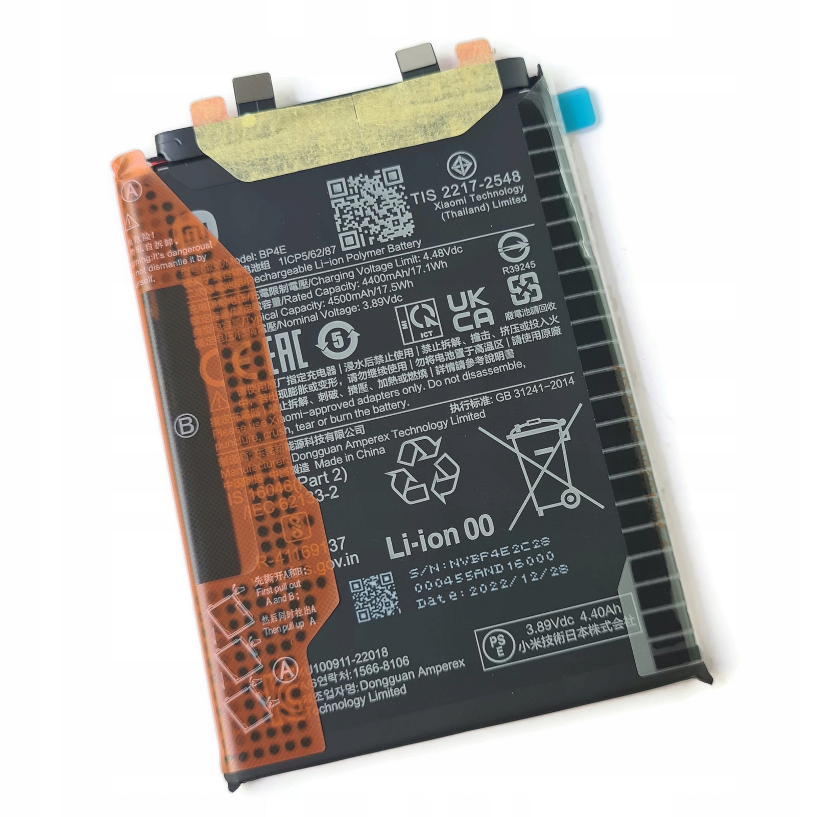 Org Nová originální baterie BP4E akumulátor pro Xiaomi 13 Lite, 4500 mAh