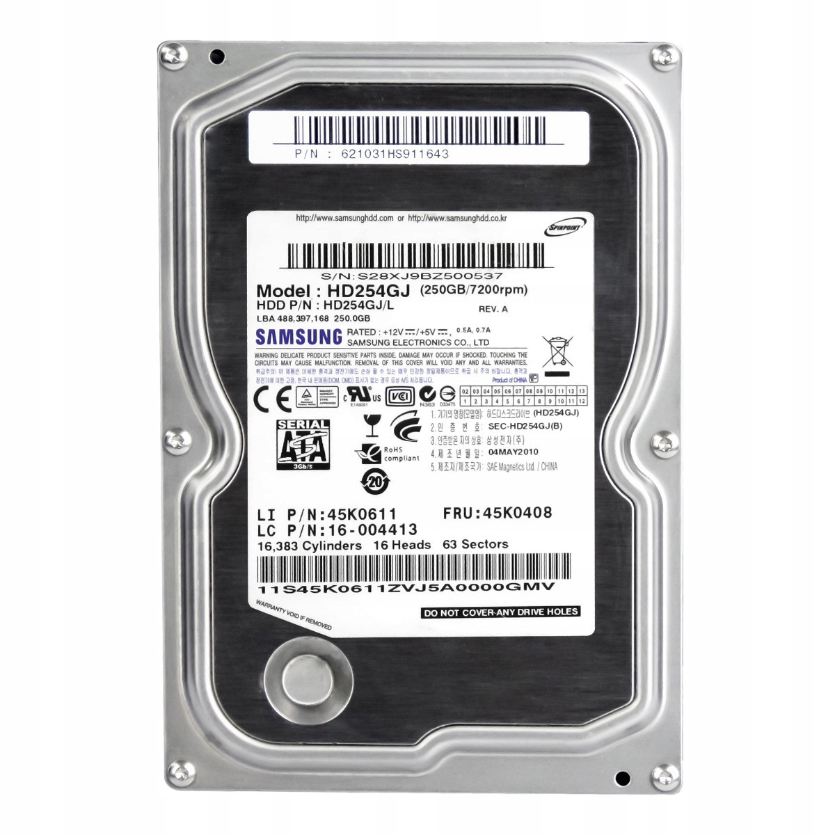 Ibm 45K0408 250GB 7,2K 8MB Sata II 3,5'' HD254GJ