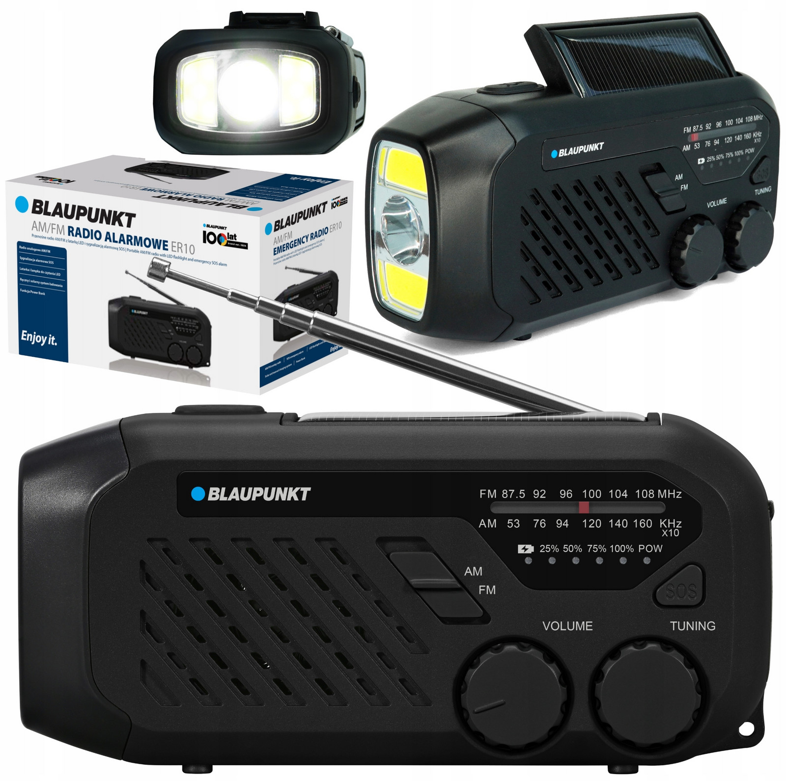 Přenosné Solární Turistické Rádio S Krobou Blaupunkt Dynamo Se Svítilnou Omáčka