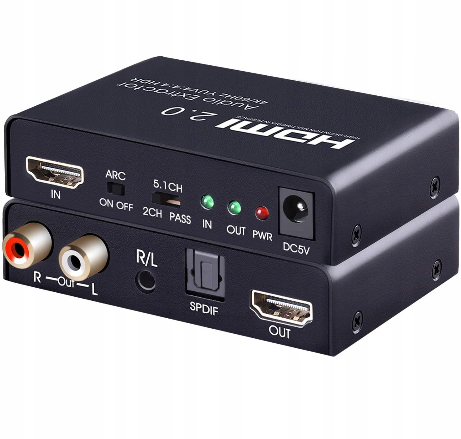 Hdmi zvukový extraktor 4K60 Toslink Spdif Rca L/r