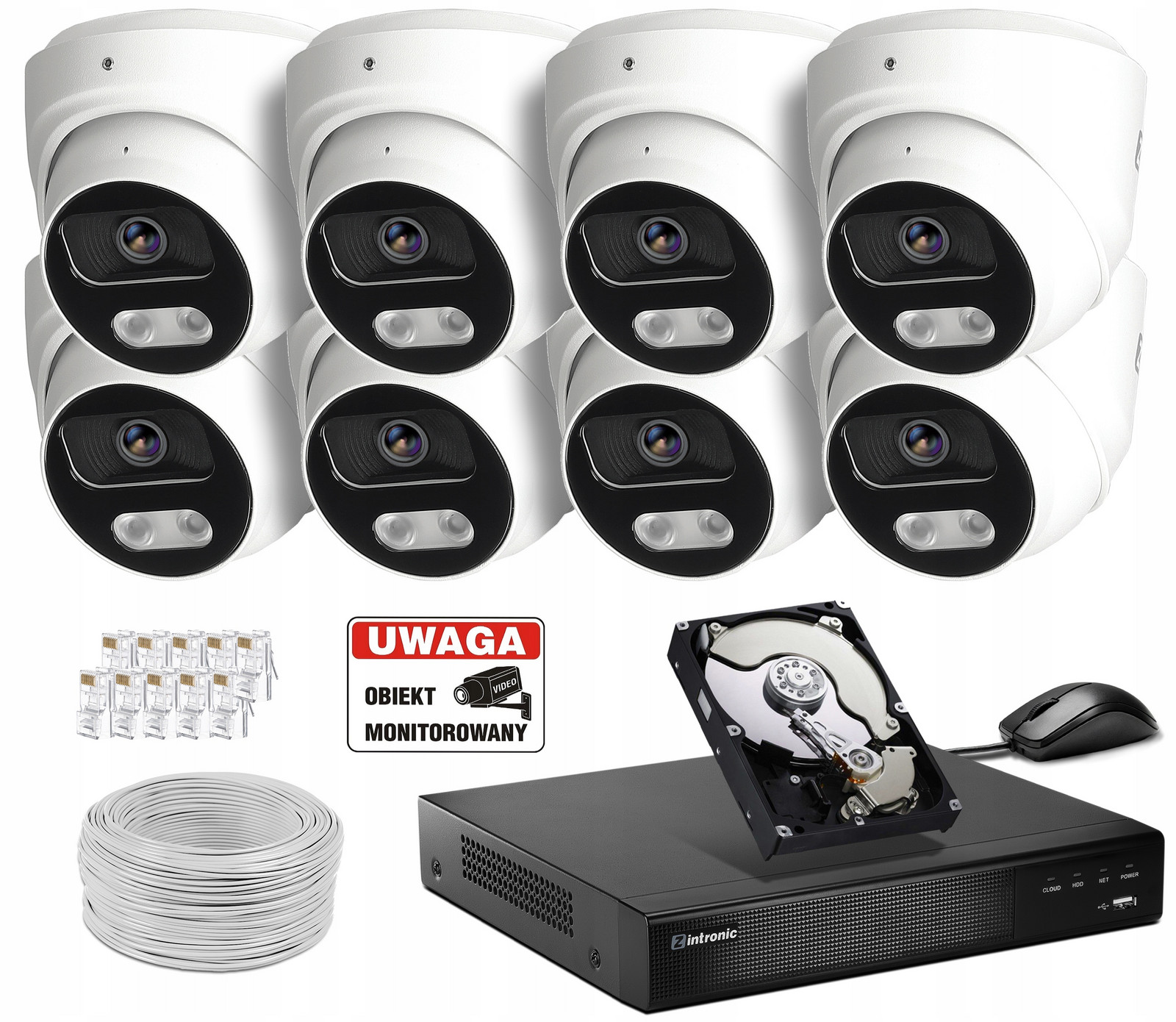 Sada Monitoring 8 kamer Poe 4K Ultra Hd 8Mpx Aplikace, Audio Záznam