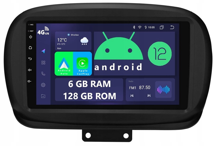 Rádio 2DIN Navigace Android Fiat 500X 6/128 Gb Dsp Carplay Lte