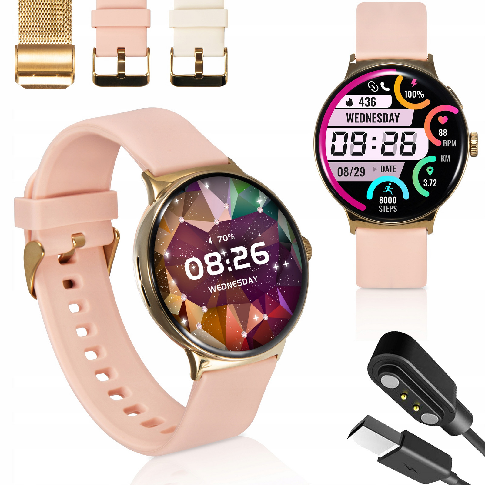 Chytré Hodinky Dámské Hodinky Amoled Watch Menu Pl Hovory Sport 3 Řemínky