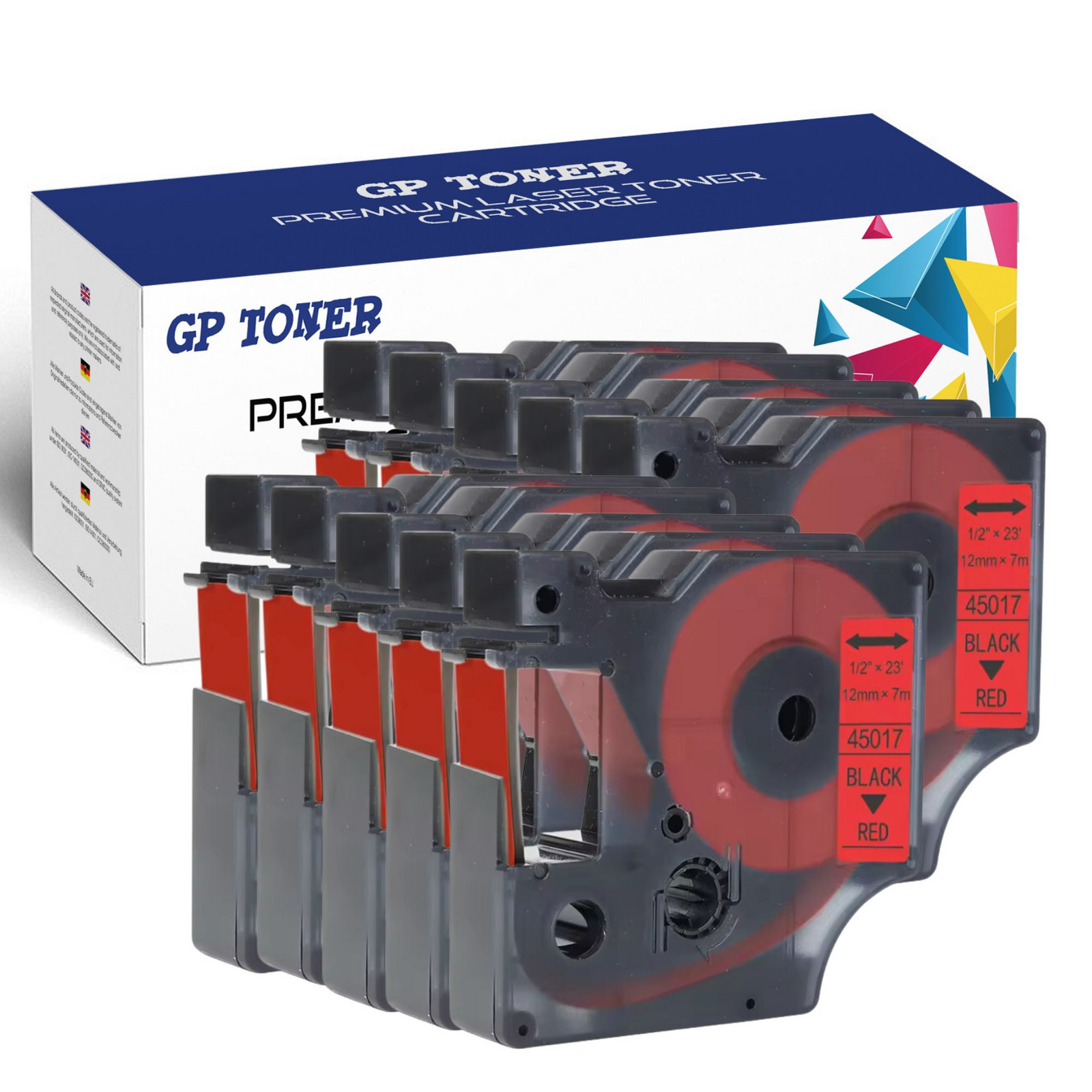 10x Páska pro Dymo D1 Červeno Černá 12mm 7m 45017 Odolná a Spolehlivá