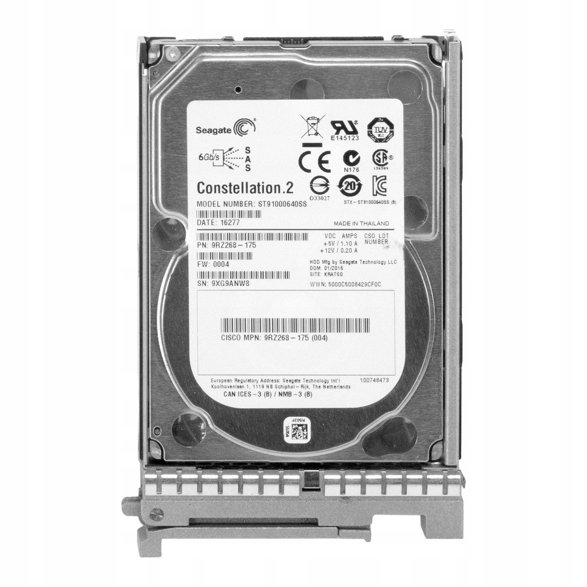 Cisco 9RZ268-175 USC-HD1T7KS2-E 1TB 7.2K 64MB SAS-2 2.5'' ST91000640SS