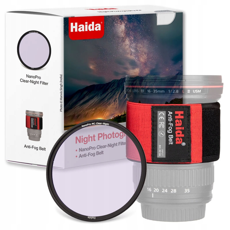 Noční set Haida s topným páskem a filtrem Clear Night 77mm