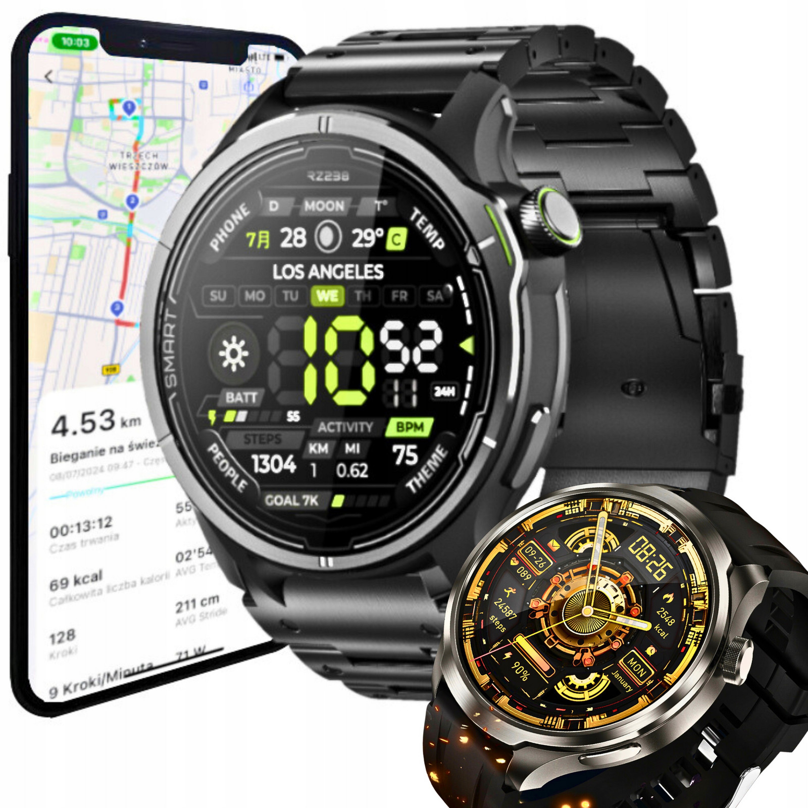 Chytré Hodinky Wenom Sport Watch Gps Pro Hovory Puls Velký displej BT5.3