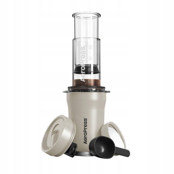 Aeropress Go Plus Kompaktní Kávovar S Termohrnkem Krémový